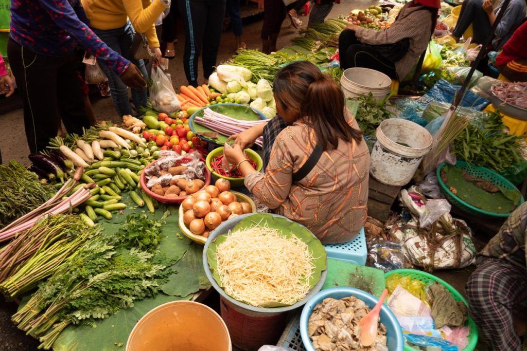 Battambang Tuk Tuk Tour exploring local markets full of fresh produce 