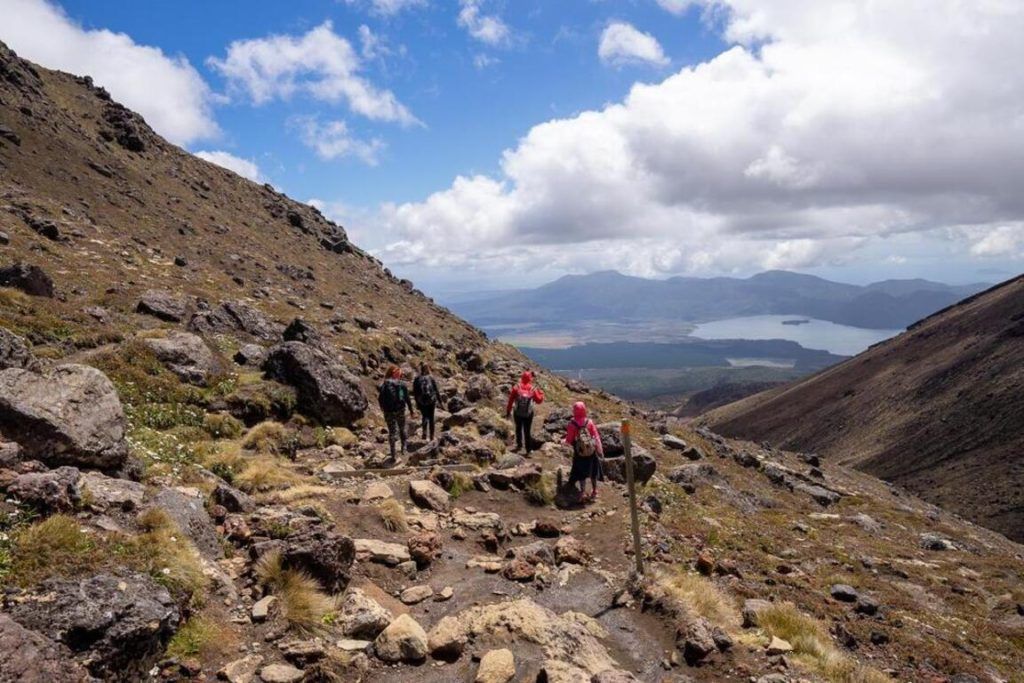 The views on the descent down Mount Tongariro, New Zealand