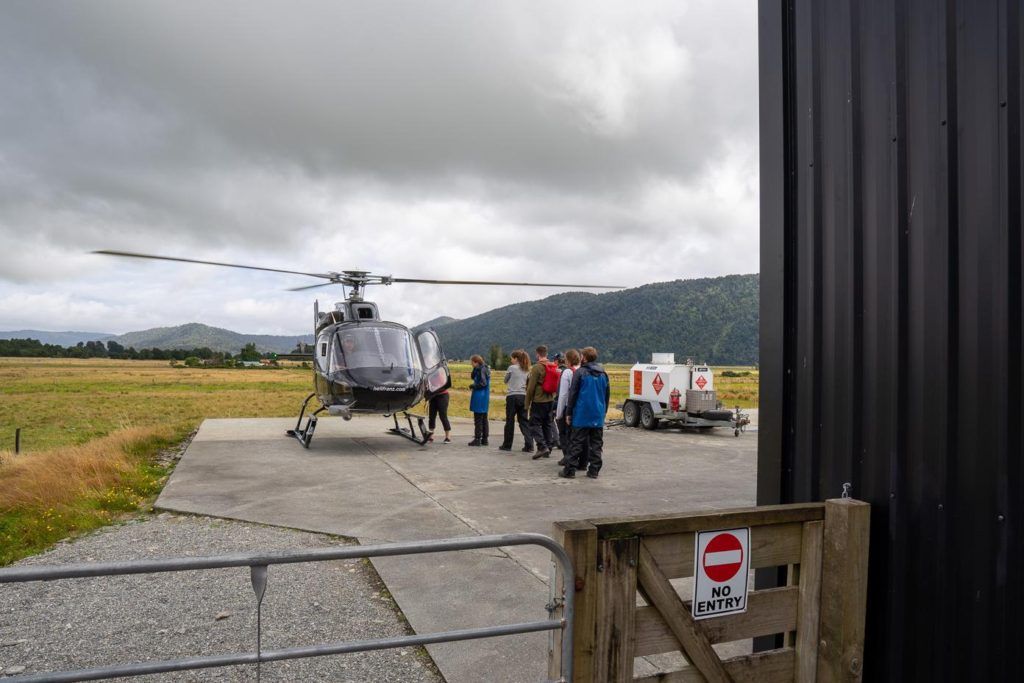 Boarding the helicopter for the Fox Glacier Heli Hike