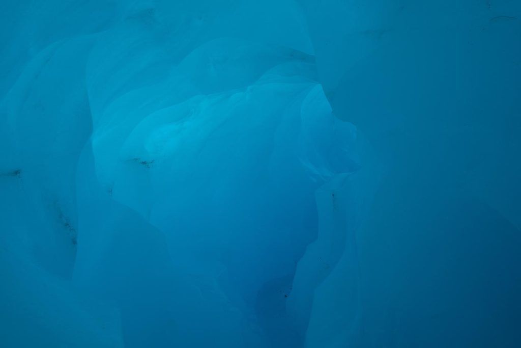 Deep blue cave on Fox Glacier