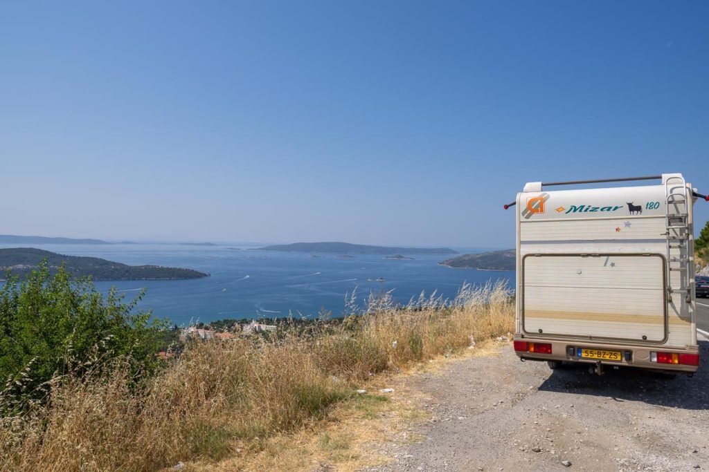 Campervan over looking the ocean, Croatia